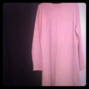 Gem studded pink body con dress
